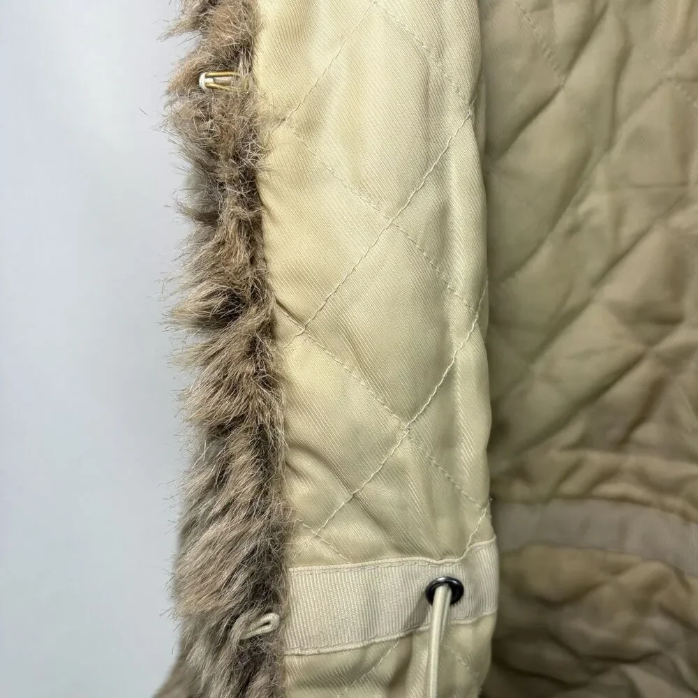 Banana Republic Faux Fur Vest Womens Size Small Brown Quilted Insulated Lining